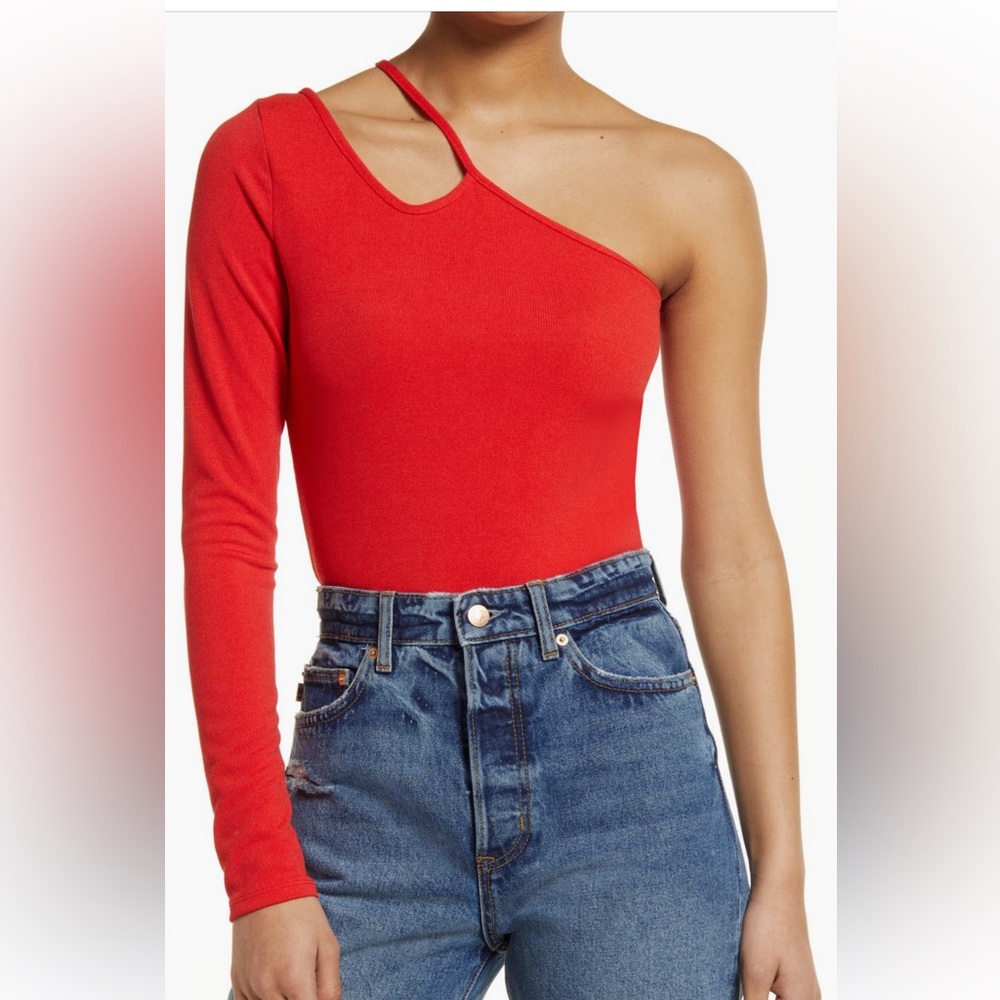 Topshop One-Shoulder Asymmetric Bodysuit